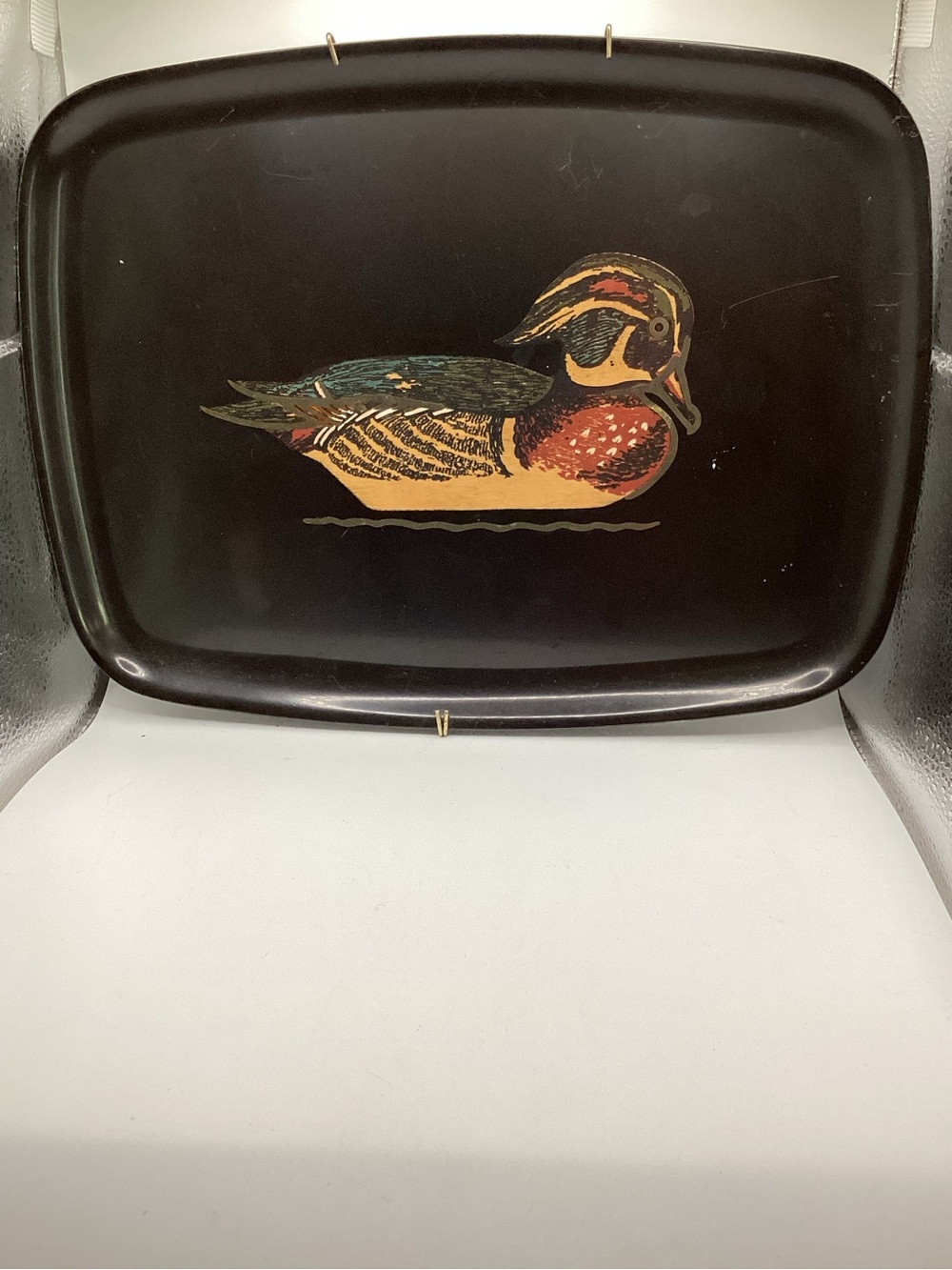 vintage Couroc of Monterey black resin serving tray or wall hanging 12 3/4” x 9”